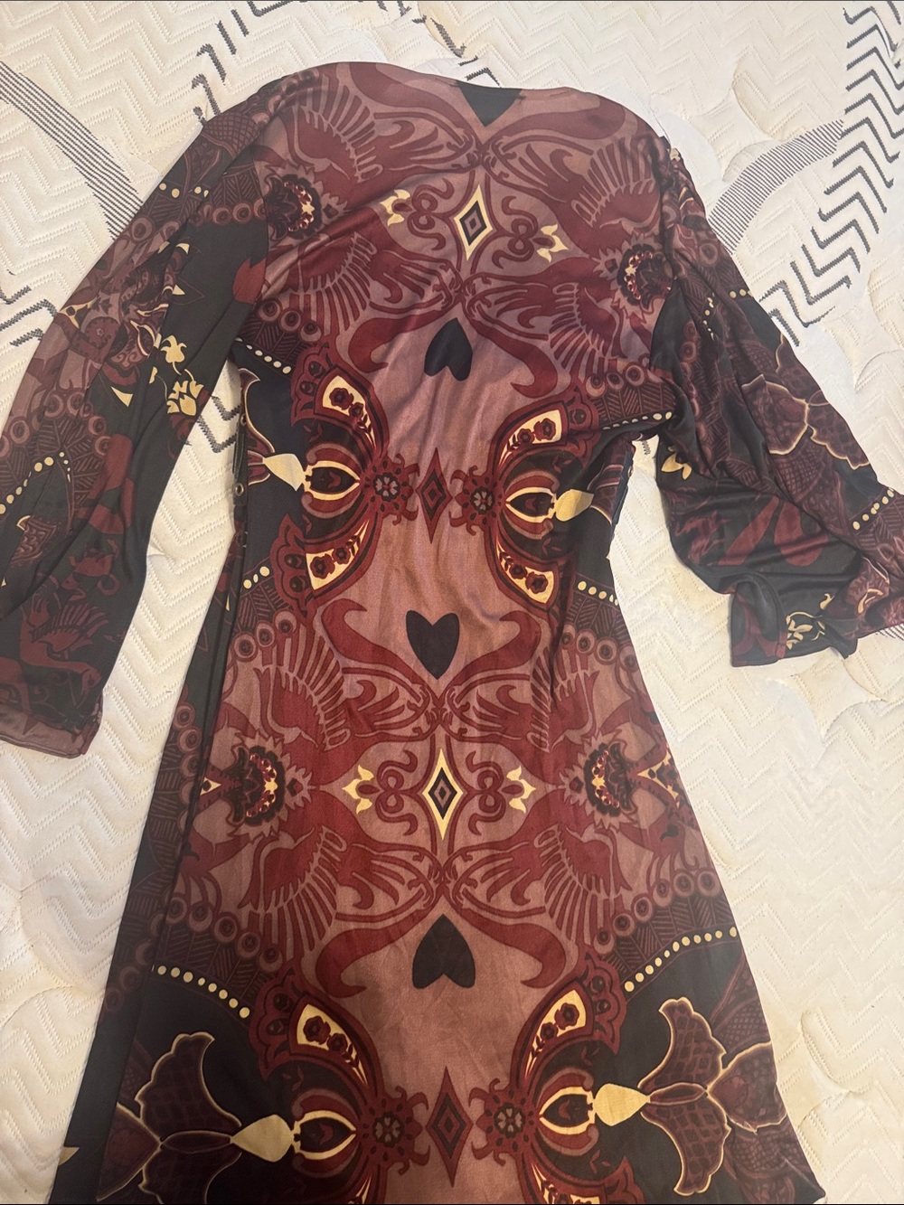 Sky Burgundy, Black & Gold V-Neck Boho Maxi Dress - Picture 4 of 4